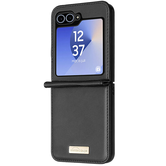 Acheter Avizar Coque pour Samsung Galaxy Z Flip 6 Dos Cuir Vegan Intérieur Rigide Noir