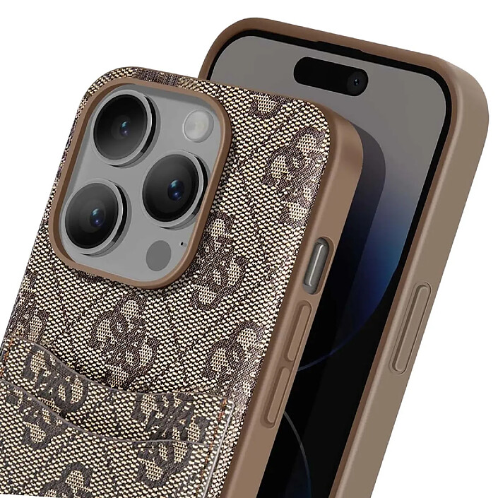 Avis Guess Coque pour Apple iPhone 14 Pro Max PU 4G Porte-cartes Marron