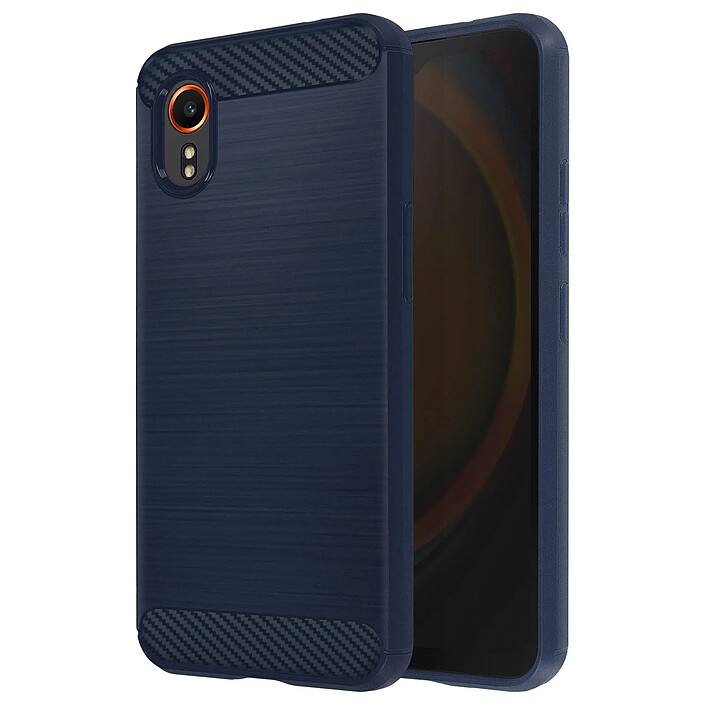 Avizar Coque pour Samsung Galaxy Xcover 7 Souple Effet Carbone et Brossé Bleu nuit pas cher