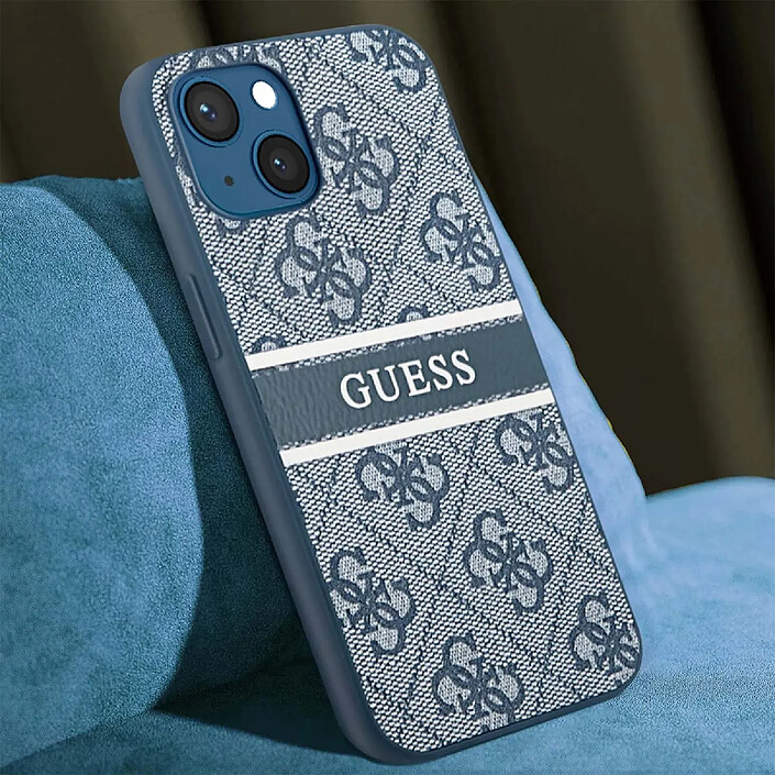 Acheter Guess Coque pour Apple iPhone 13 Mini PU 4G Stripe Bleu