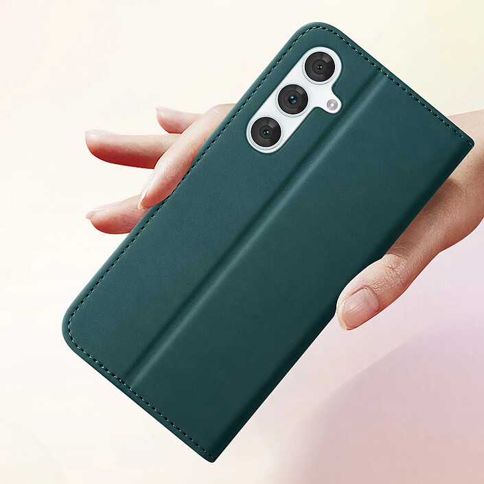 Acheter Avizar Étui pour Samsung A55 Simili Cuir Portefeuille Double Fermoir Aimanté Vert foncé