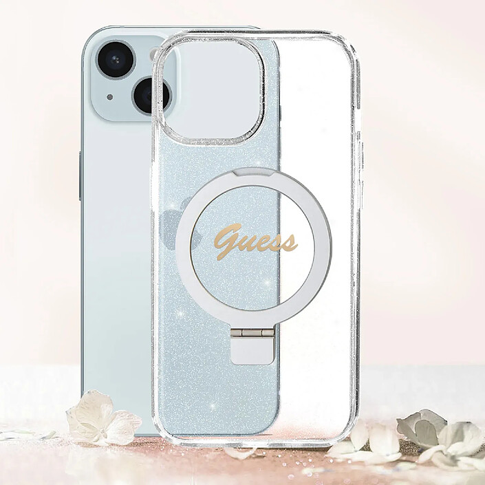 Acheter Guess Coque Magsafe pour Apple iPhone 15 Plus TPU Ring Stand Transparent