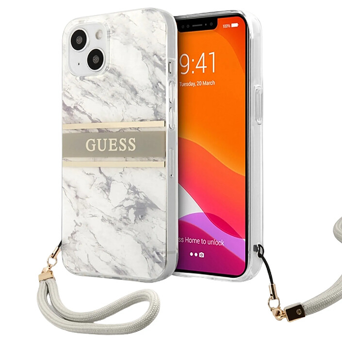 Acheter Guess Coque pour Apple iPhone 13 Mini Marble Strap Gris