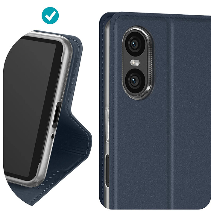 Dux Ducis Étui pour Sony Xperia 10 VI Clapet Porte-carte Support Vidéo Bleu nuit pas cher