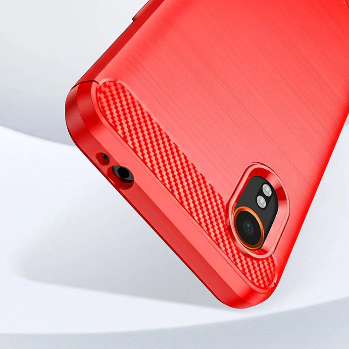 Avis Avizar Coque pour Samsung Galaxy Xcover 7 Souple Effet Carbone et Brossé Rouge