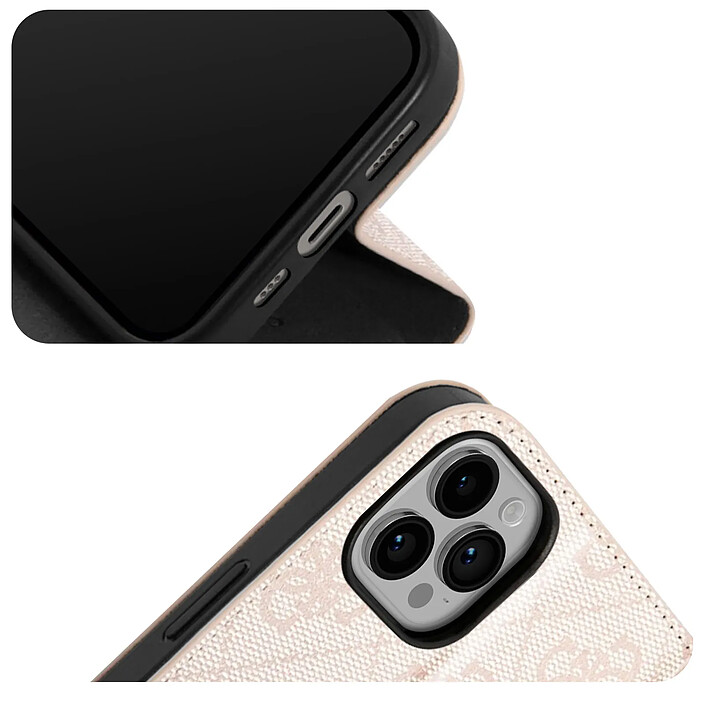 Guess Étui Folio pour iPhone 14 Pro Max Imprimé 4G Tendance Rose pas cher