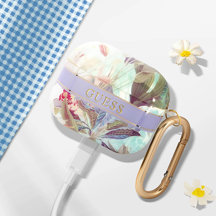 Acheter Guess Coque pour Airpods 3 Flowers avec Anneau Multicolore