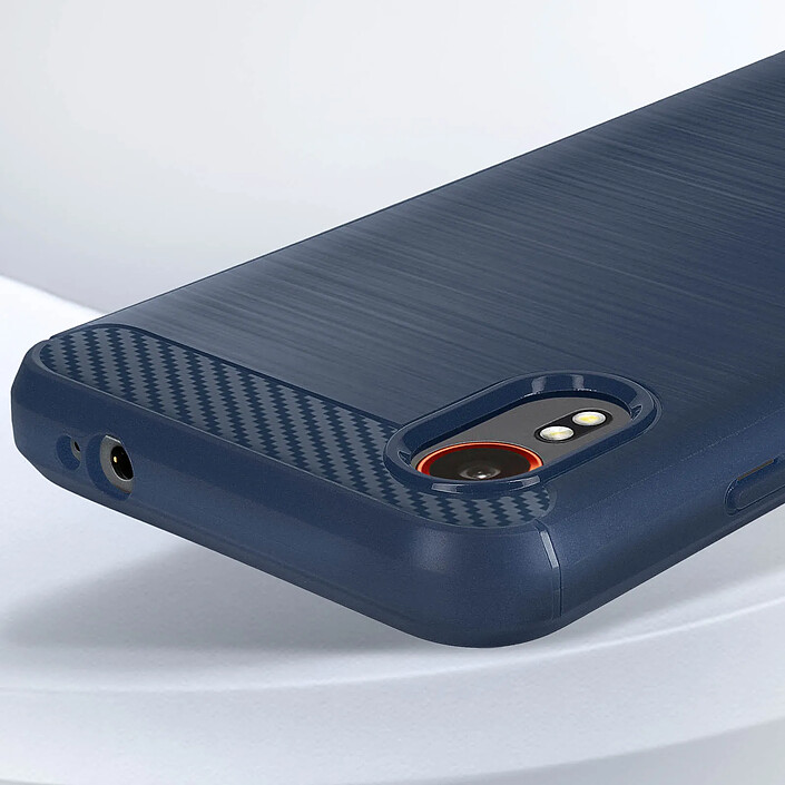 Avis Avizar Coque pour Samsung Galaxy Xcover 7 Souple Effet Carbone et Brossé Bleu nuit