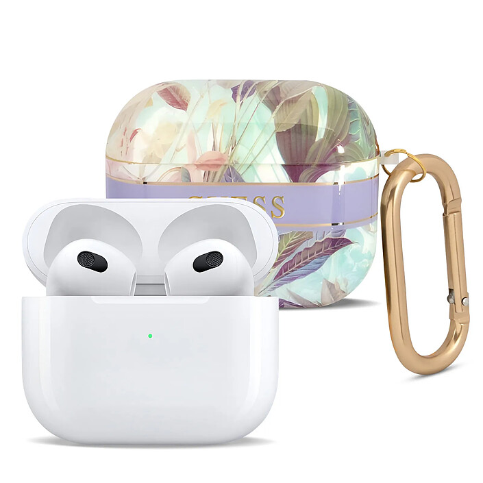 Guess Coque pour Airpods 3 Flowers avec Anneau Multicolore pas cher