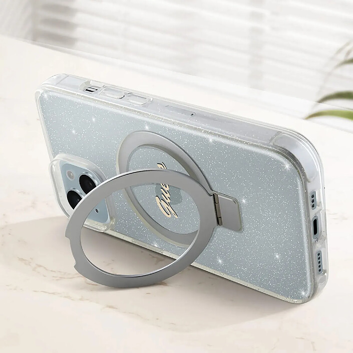 Avis Guess Coque Magsafe pour Apple iPhone 15 Plus TPU Ring Stand Transparent