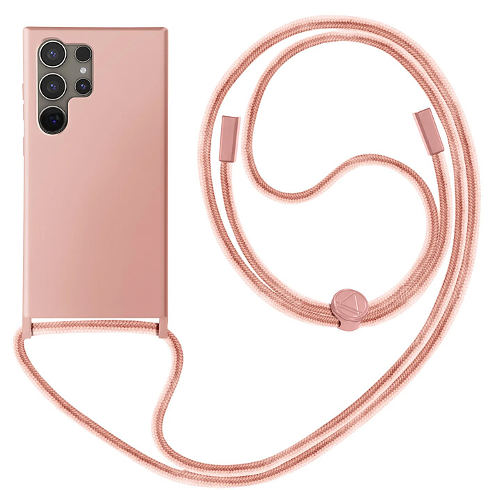 Avizar Coque Cordon Semi-Rigide pour Samsung Galaxy S24 Ultra Rose clair pas cher