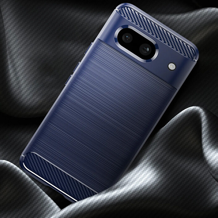 Avis Avizar Coque pour Google Pixel 8a Flexible Effet Carbone et Brossé Bleu nuit