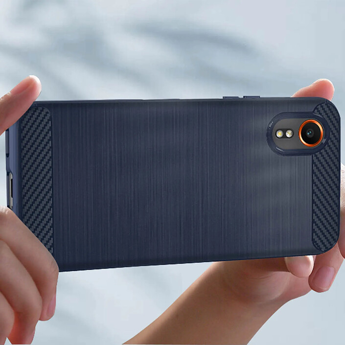 Acheter Avizar Coque pour Samsung Galaxy Xcover 7 Souple Effet Carbone et Brossé Bleu nuit