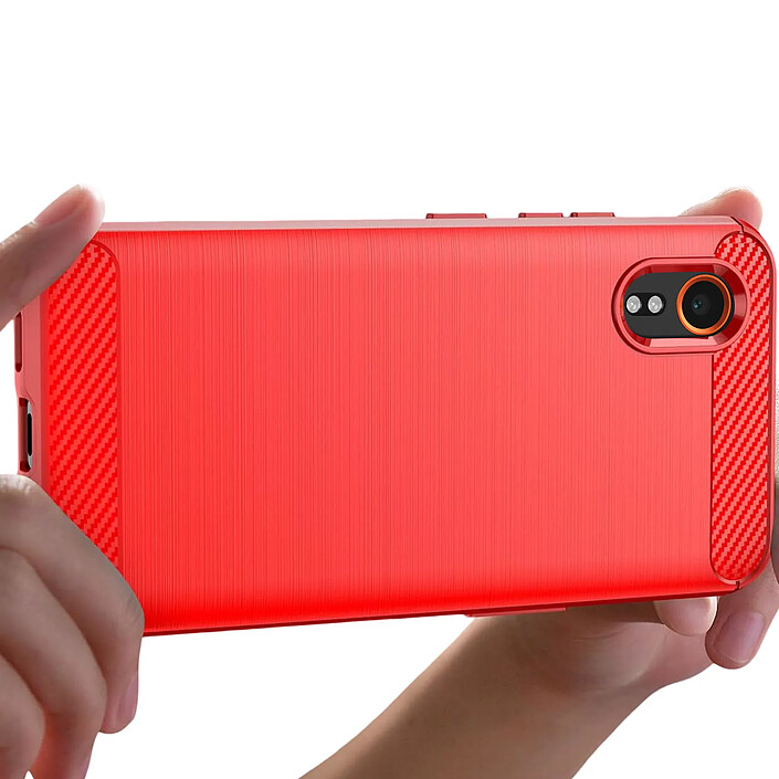 Acheter Avizar Coque pour Samsung Galaxy Xcover 7 Souple Effet Carbone et Brossé Rouge