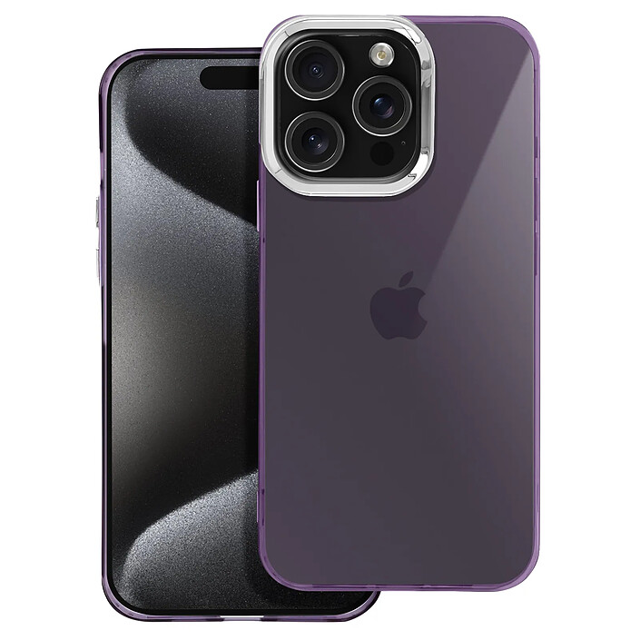Avizar Coque pour iPhone 16 Pro Souple Design Fumé Contour Caméra Métallisé Violet