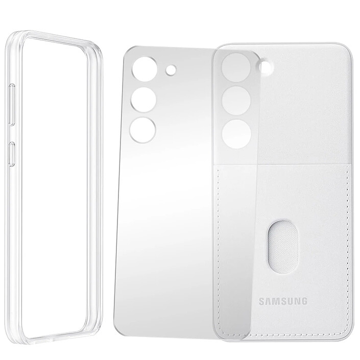 Samsung Coque pour Samsung Galaxy S23 Plus Arrière interchangeable Porte-carte Blanc