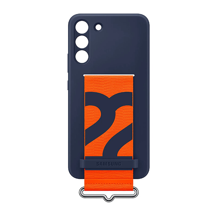Samsung Coque pour Galaxy S22 Plus Antichocs en Silicone avec Lanière Bleu marine