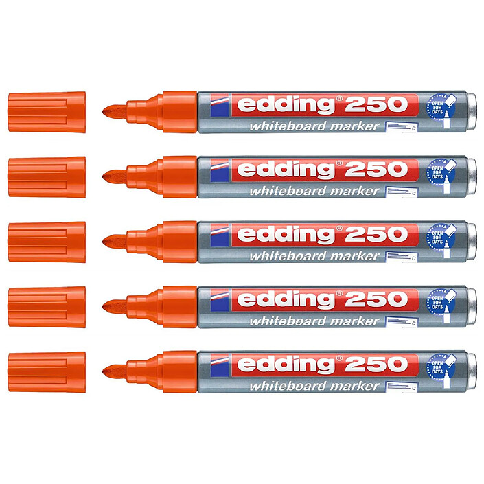 EDDING Marqueur pour Tableaux blancs 250 Corps Alu Orange Pointe Ronde 1,5-3 mm x 5