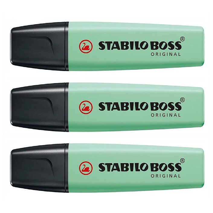 STABILO Surligneur BOSS ORIGINAL Pastel Pointe Biseautée 2 - 5 mm Vert pastel x 3