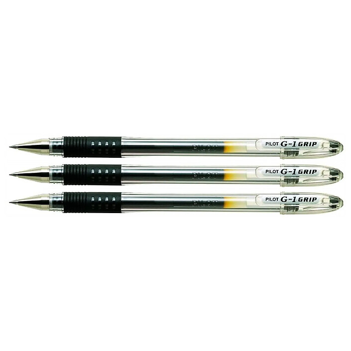 PILOT Stylo à bille G1 GRIP pointe fine encre gel noire x 3