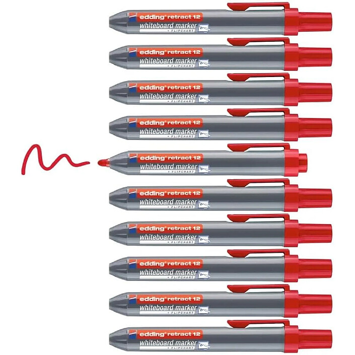 EDDING Marqueur Tableaux blancs retract 12 rouge 1,5-3 mm x 10