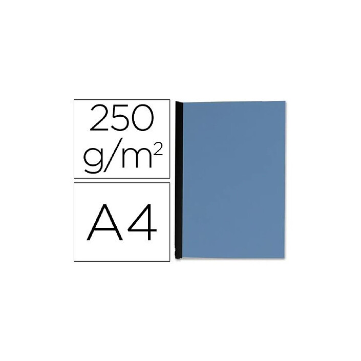 Q-CONNECT Couverture carton 250g grain cuir pour reliure format a4 coloris bleu paquet 100 unités