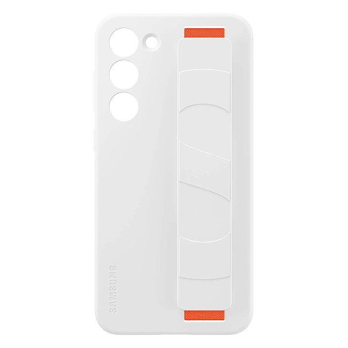 Samsung Coque pour Samsung S23 Silicone Finition Mate avec Lanière Original  Blanc