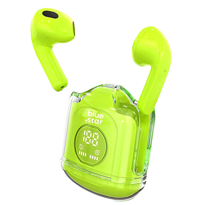 Blue Star Écouteurs Bluetooth Microphone intégré Autonomie 5 Heures Vert citron