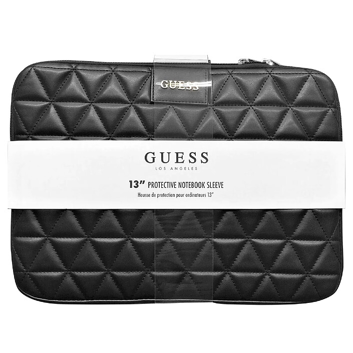 Guess Housse pour Ordinateur Portable 13 Pouces Quilted avec Poche Arrière Zippée Noir pas cher