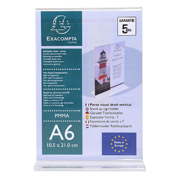 EXACOMPTA Porte-visuel droit vertical A6 - Cristal
