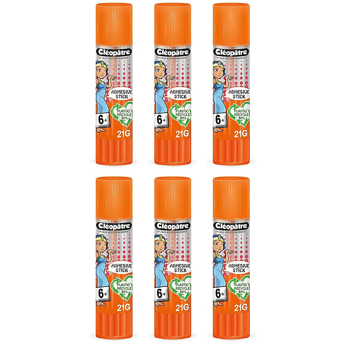 CLÉOPÂTRE Bâton de Colle TRANSPARENTE 'Cléostick' Adhésive en 21 gr x 6
