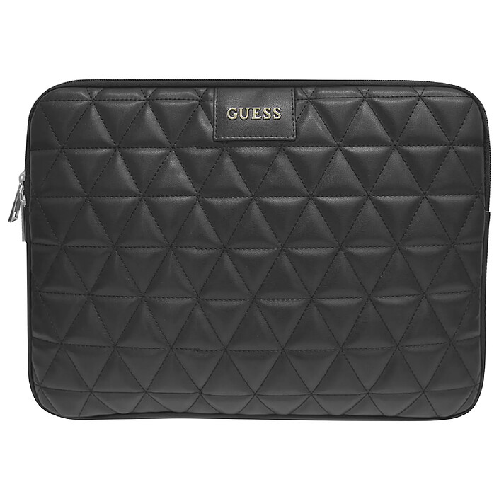 Guess Housse pour Ordinateur Portable 13 Pouces Quilted avec Poche Arrière Zippée Noir
