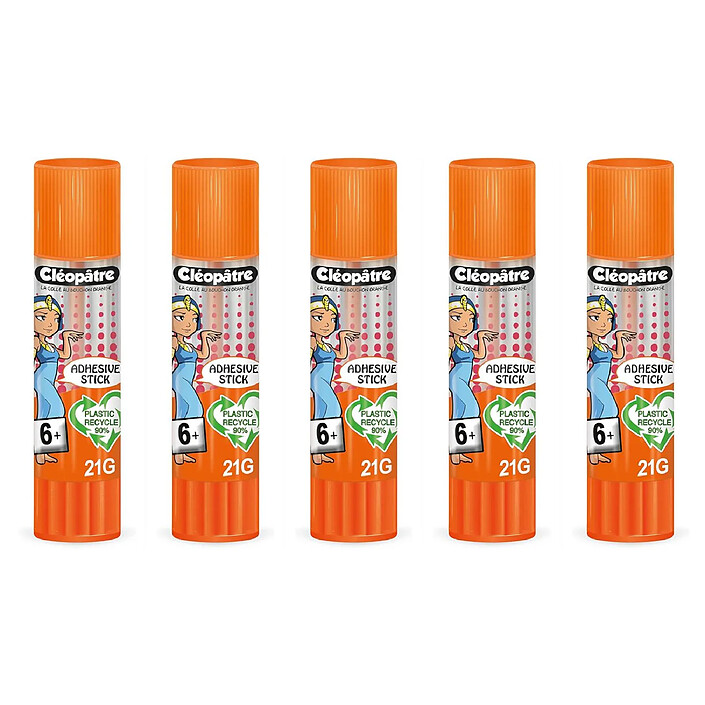 CLÉOPÂTRE Bâton de Colle TRANSPARENTE 'Cléostick' Adhésive en 21 gr x 5
