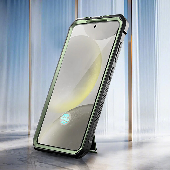 Supcase Coque Intégrale pour Samsung S24 et S25 Antichoc avec Béquille Kaki pas cher