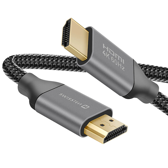 Swissten Câble Vidéo HDMI vers HDMI 2.0 60Hz avec Cordon 3 m Ultra HD / Transfert en 4K Noir