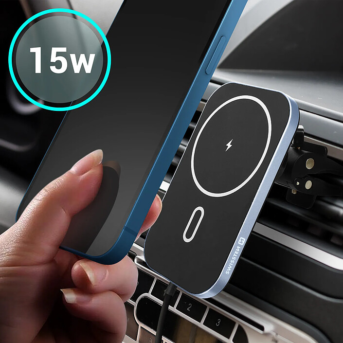Acheter swissten Support Voiture Magsafe iPhone Charge Rapide 15W Grille d'Aération Noir Swissten