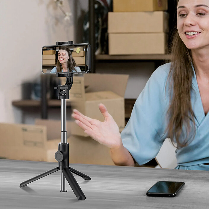 Acheter Swissten Perche à Selfie Bluetooth 2en1 Trépied Extensible Tête Rotative Noir