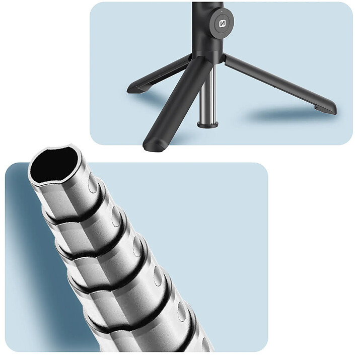 Swissten Perche à Selfie Bluetooth 2en1 Trépied Extensible Tête Rotative Noir pas cher