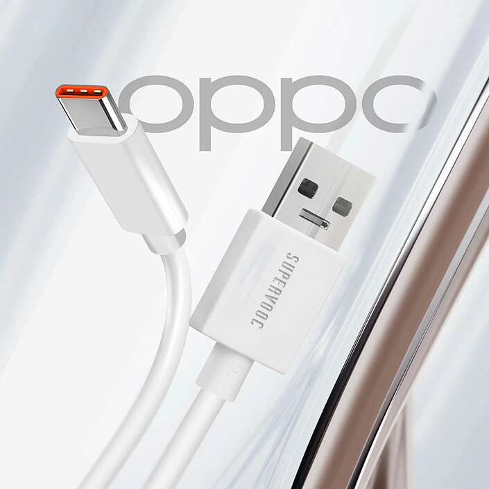 Avis Oppo Câble USB vers USB-C Original Oppo SuperVOOC 65W Blanc 1m