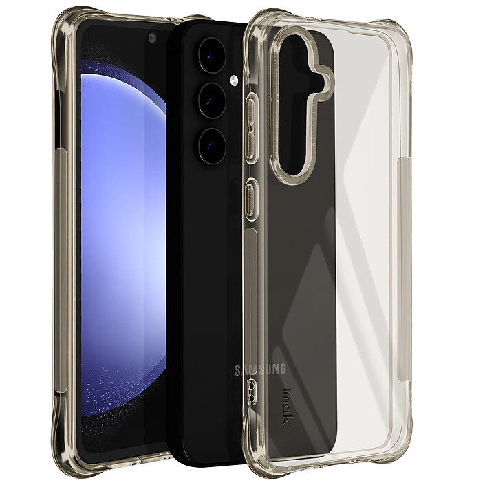 iMak Coque pour Samsung Galaxy S24 FE Silicone Antichoc Coins Bumper Noir transparent