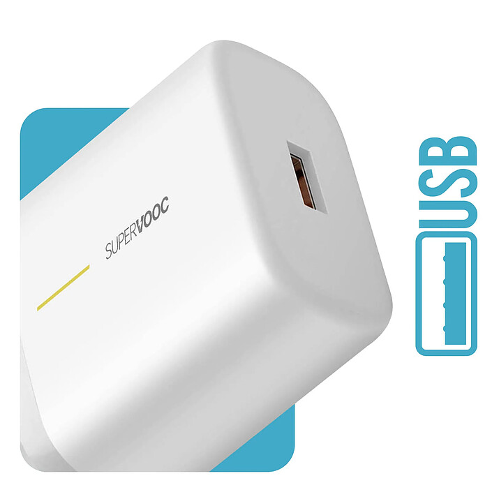 Oppo Chargeur Oppo USB SuperVOOC 65W + Câble USB vers USB-C modèle VCA7GACH pas cher