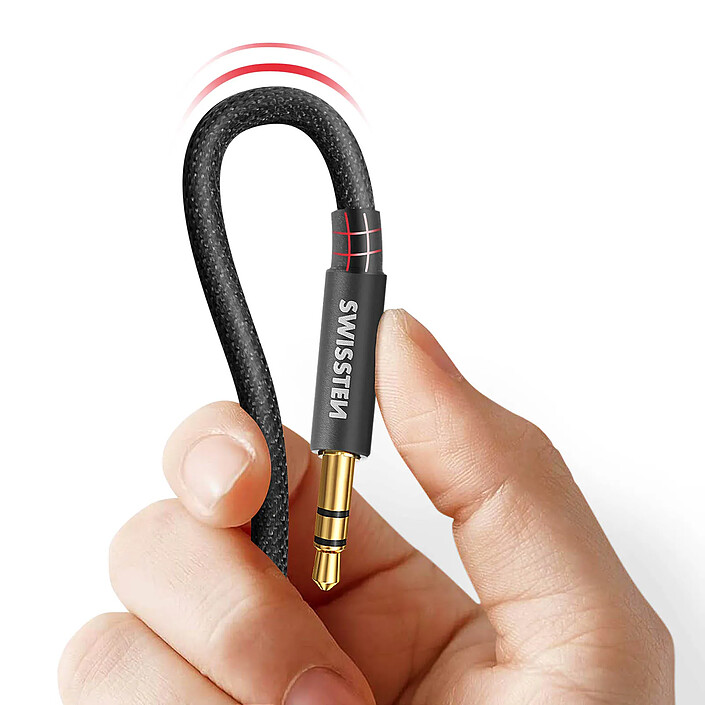Acheter Swissten Rallonge jack 3.5mm Câble auxiliaire en Nylon tressé 1,5m Noir