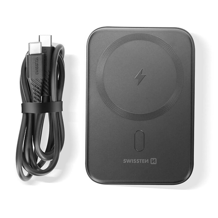 Swissten Batterie Externe MagSafe 5000mAh + USB-C 20W Béquille Support Vidéo Noir pas cher