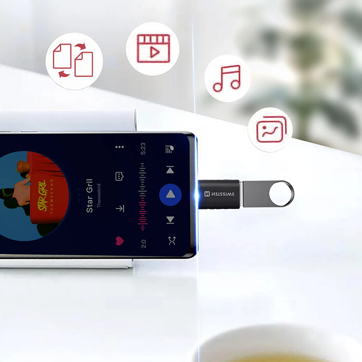 Avis Swissten Adaptateur OTG USB-C USB Connexion Smartphone / Tablette Transfert Rapide 5Gb/s Noir