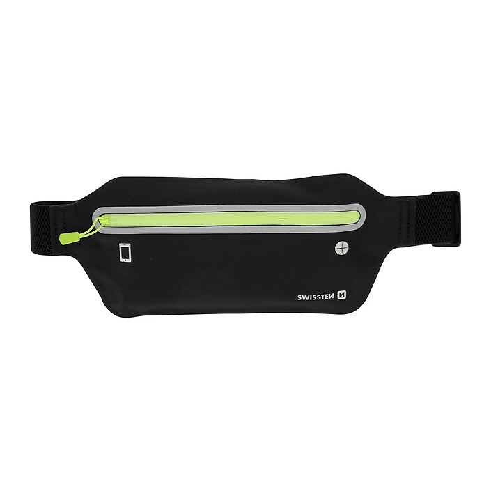 Swissten Banane Sport Universel avec Poche Zippée Réglable Etanche Noir