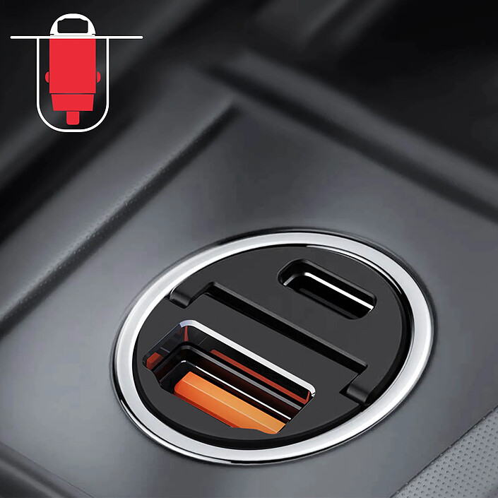 Acheter Swissten Chargeur Voiture Ultra-compact avec Sorties USB-C et USB 30W Nano Noir