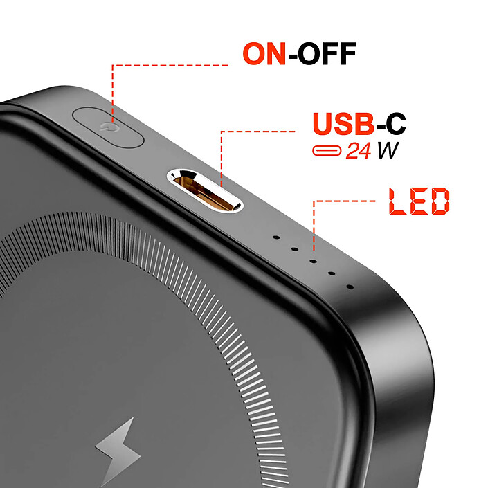 Acheter Swissten Batterie Externe MagSafe 5000mAh + USB-C 20W Béquille Support Vidéo Noir