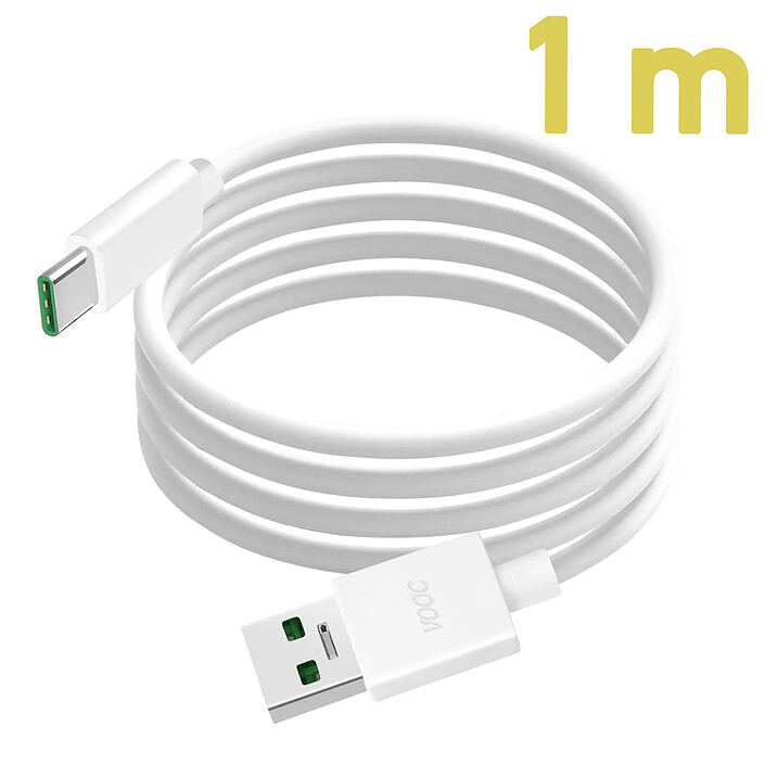 Oppo Câble USB vers USB-C Original Oppo DL129 VOOC 65W Blanc 1m pas cher