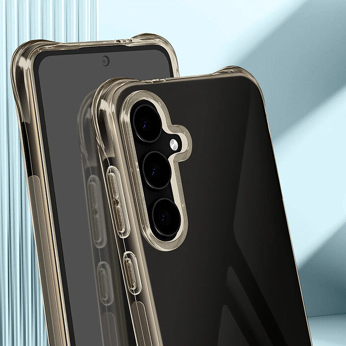 iMak Coque pour Samsung Galaxy S24 FE Silicone Antichoc Coins Bumper Noir transparent pas cher