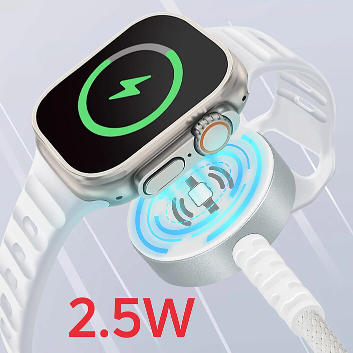 Avis Swissten Câble USB-C 2 en 1 pour Smartwatch 2.5W / USB-C Power Delivery 60W 1.2m Blanc